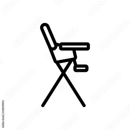 safety chair for feeding with tabletop and with footboard side view icon vector. safety chair for feeding with tabletop and with footboard side view sign. isolated contour symbol illustration