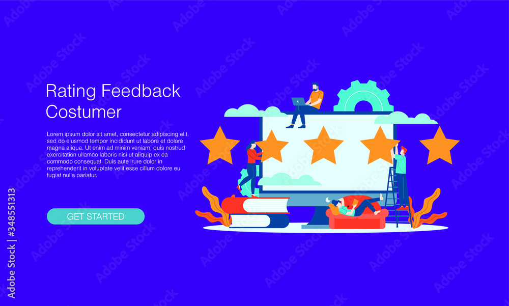 Fototapeta premium Rating feedback customer vector illustration concept template background can be use for presentation web banner UI UX landing page