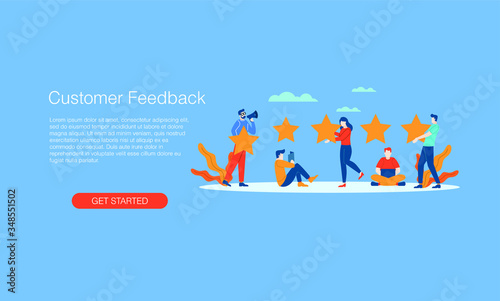 Customer feedback vector illustration concept template background can be use for presentation web banner UI UX landing page 