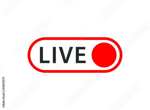 Live streaming flat vector illustration icon symbol. With red button for news, radio, TV or online broadcasting. Isolated on white background. © ville