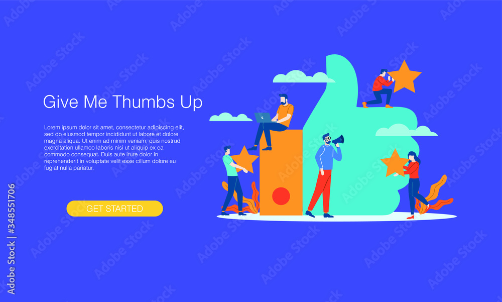 Give me thumbs up vector illustration concept template background can be use for presentation web banner UI UX landing page