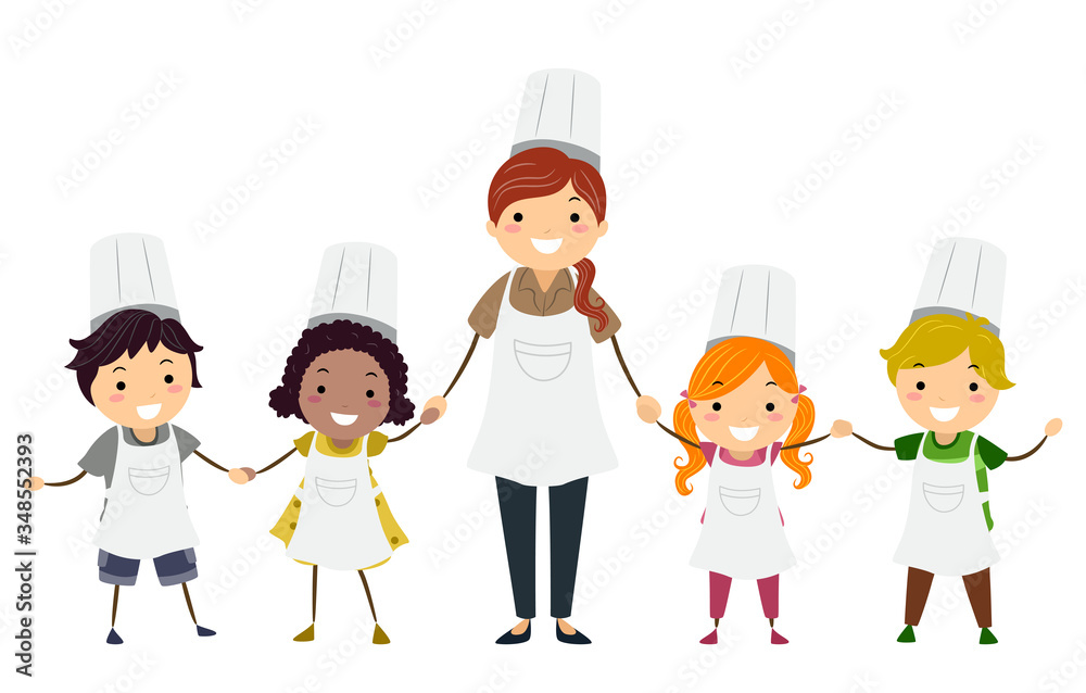 Stickman Kids Chef Teacher Class Illustration Stickman Kids Chef Teacher Class Illustration