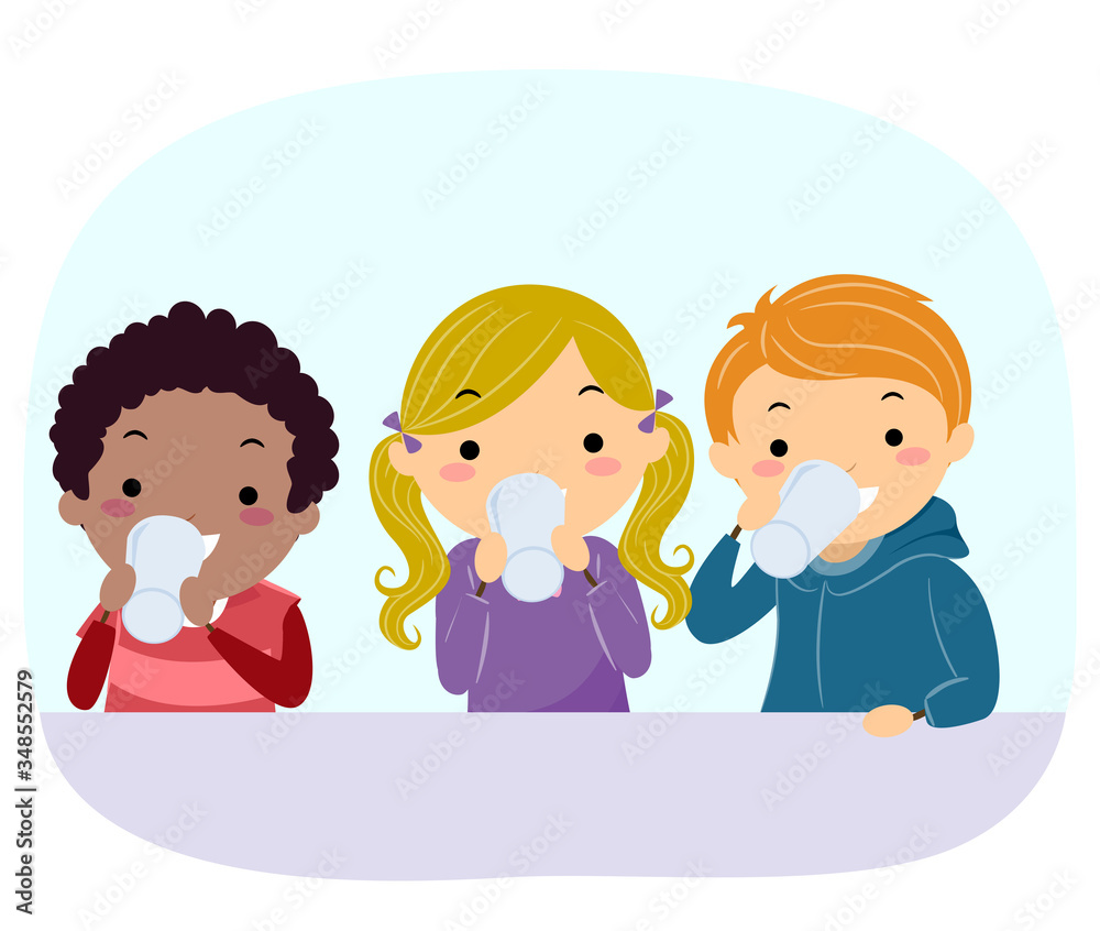 Stickman Kids Drink Glasses Illustration Stickman Kids Drink Glasses Illustration