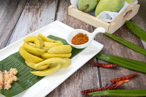 Fototapeta Naklejka Na Ścianę i Meble -  Pickled mango. Homemade pickled mango in Thailand.