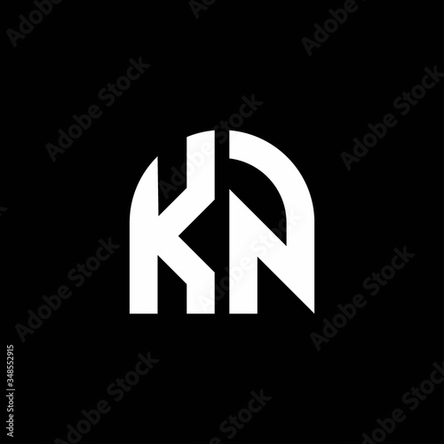 KN monogram logo with curve shape design template