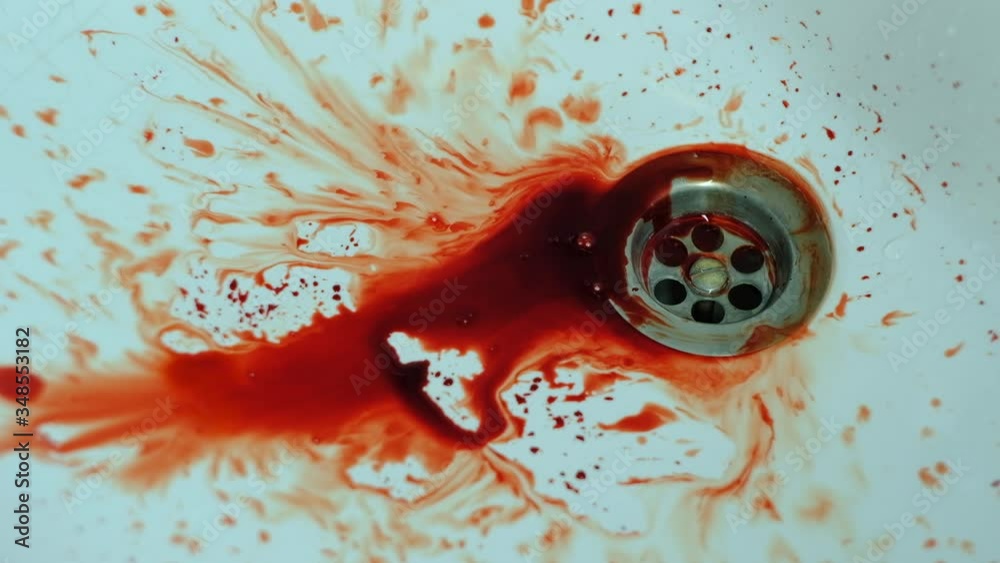 A lot of blood in the washbasin.