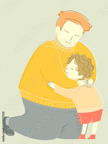 Family Dad Man Hug Child Ki...