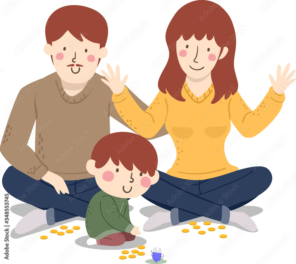 Family Play Dreidel Illustration Family Play Dreidel Illustration