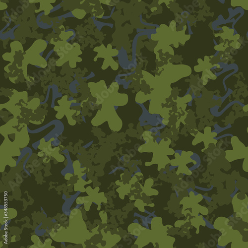 Forest camouflage of various shades of green and blue colors