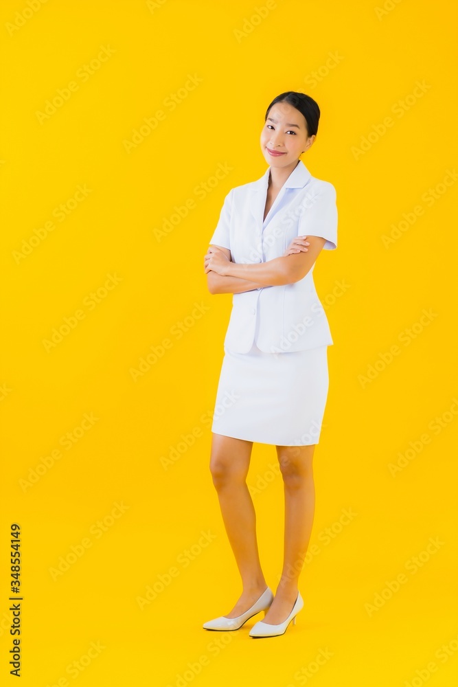 Portrait beautiful young asian woman thai nurse smile happy ready for work for patient Portrait beautiful young asian woman thai nurse smile happy ready for work for patient