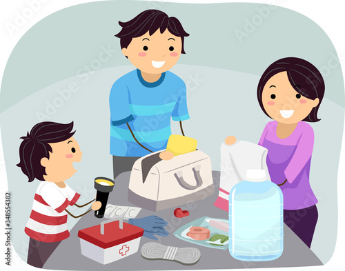 Stickman Family Emergency Kit Illustration