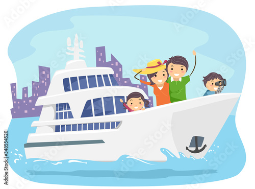 Stickman Family Yacht Tour Illustration