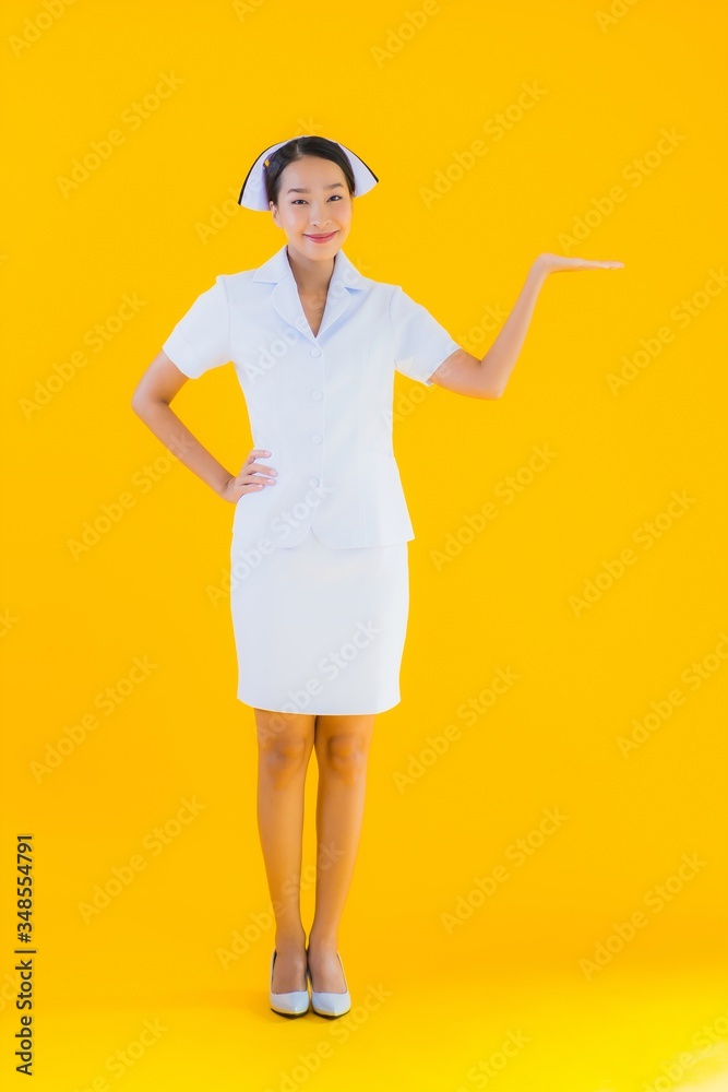 Portrait beautiful young asian thai nurse in many action Portrait beautiful young asian thai nurse in many action