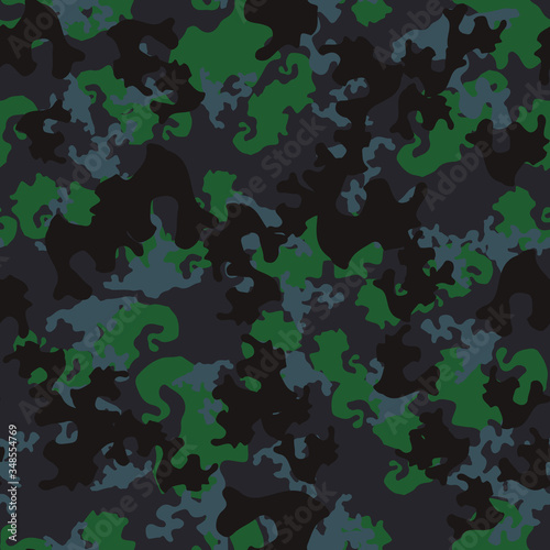Urban camouflage of various shades of blue, green and black colors