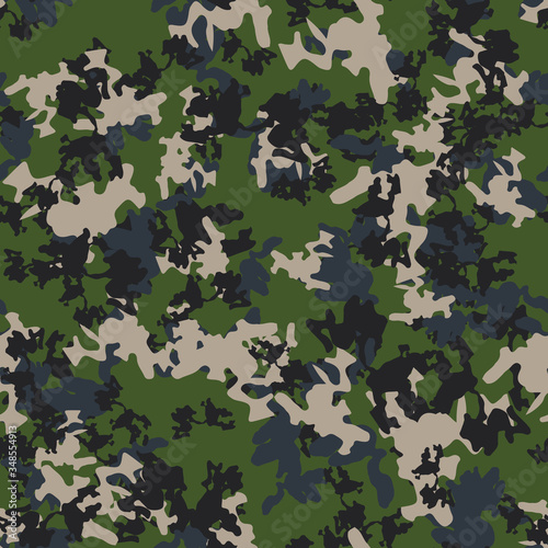 Urban camouflage of various shades of green, blue and grey colors