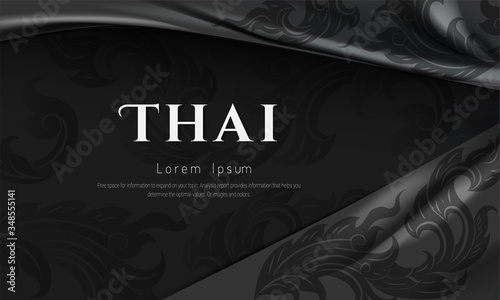 Thai pattern background of flower element, Thai pattern traditional concept, Asian traditional art design. Vector illustration.