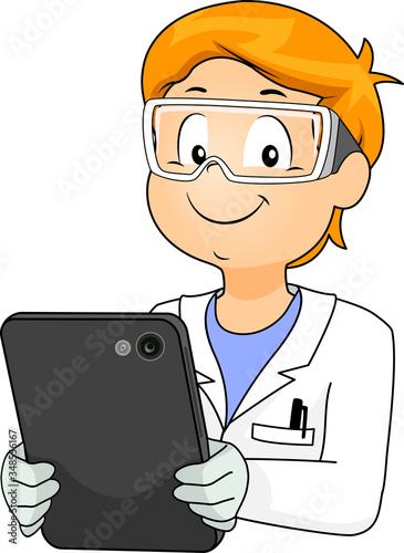 Kid Boy Book Lab Coat Hold ...