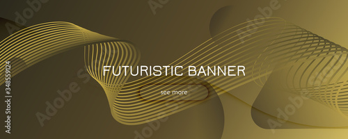 Abstract Vector Curve. Yellow Geometric 