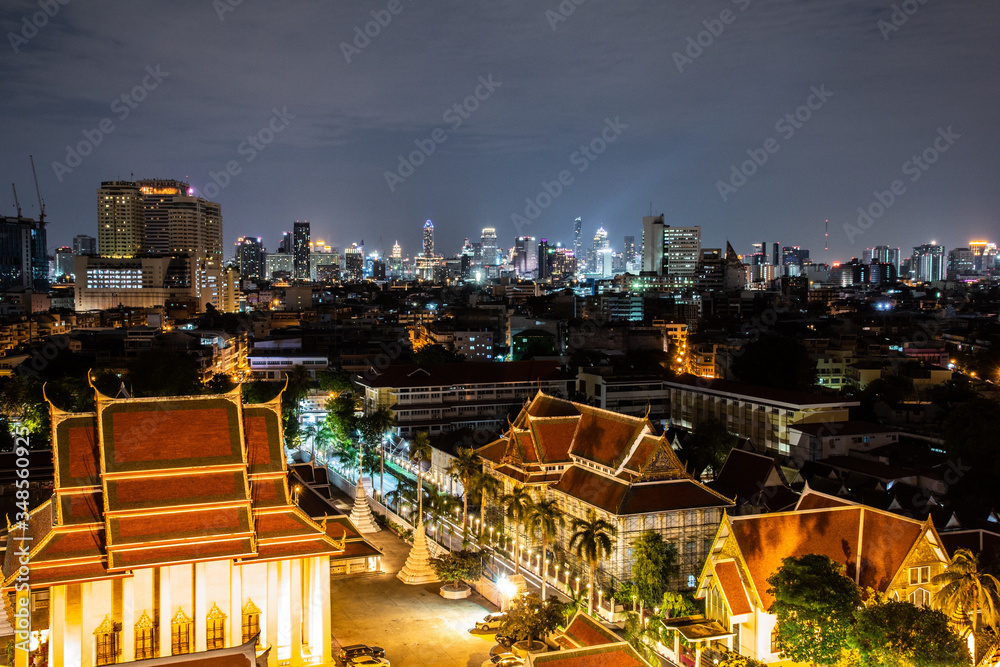 Fototapeta premium Wat Saket from Golden Mountain Temple, Bangkok, Thailand