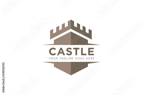 Castle logo and icon vector illustration design template