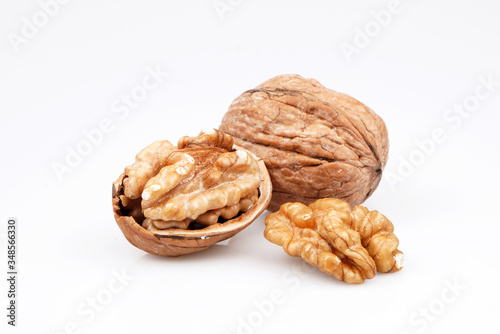 Organic Delicious walnuts, isolated on white background