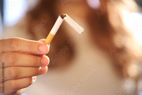 Focus hand, Women quit smoking For good health of oneself