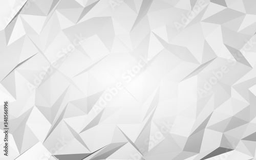 White abstract background. Lowpoly backdrop. Crumpled paper. 3D illustration