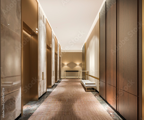 Canvas-taulu 3d rendering modern steel elevator lift lobby in business hotel with luxury desi