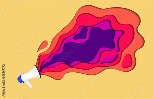 Obraz na płótnie Business concept illustration. Megaphone with the paper art style. Paper art style vector illustration. Elements are layered separately in vector file. w salonie