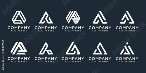 Set of Simple and Solid Letter marks for Letter A. Professional Quality Graphic Mark for your Business. Typographic Design. Letter A Logo