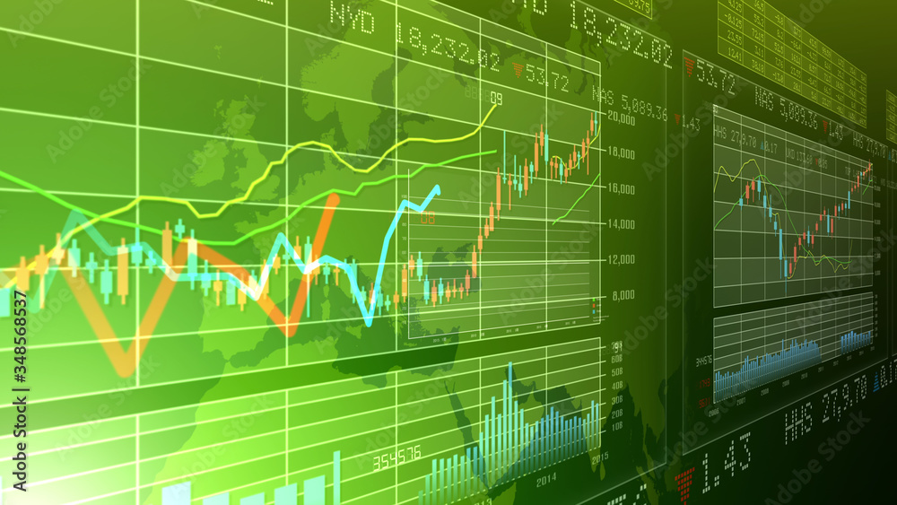 Fototapeta premium Business Data Graph finance Chart Bar 3D illustration background.