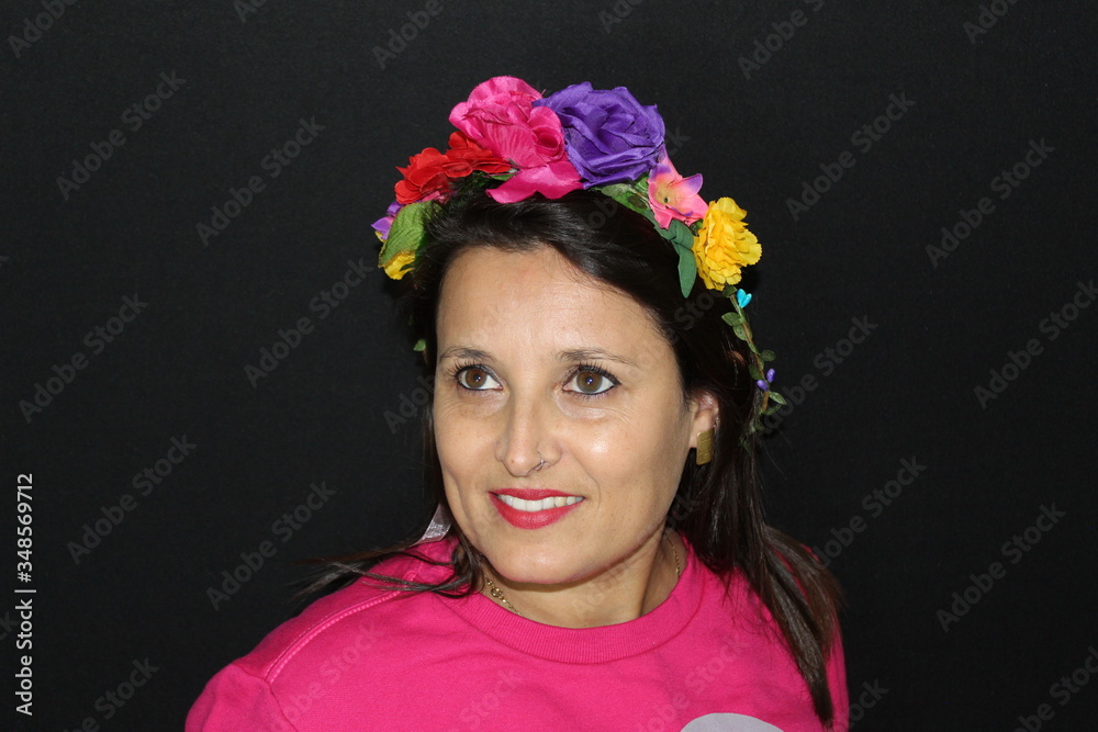 portrait of a woman with a wreath of flowers portrait of a woman with a wreath of flowers