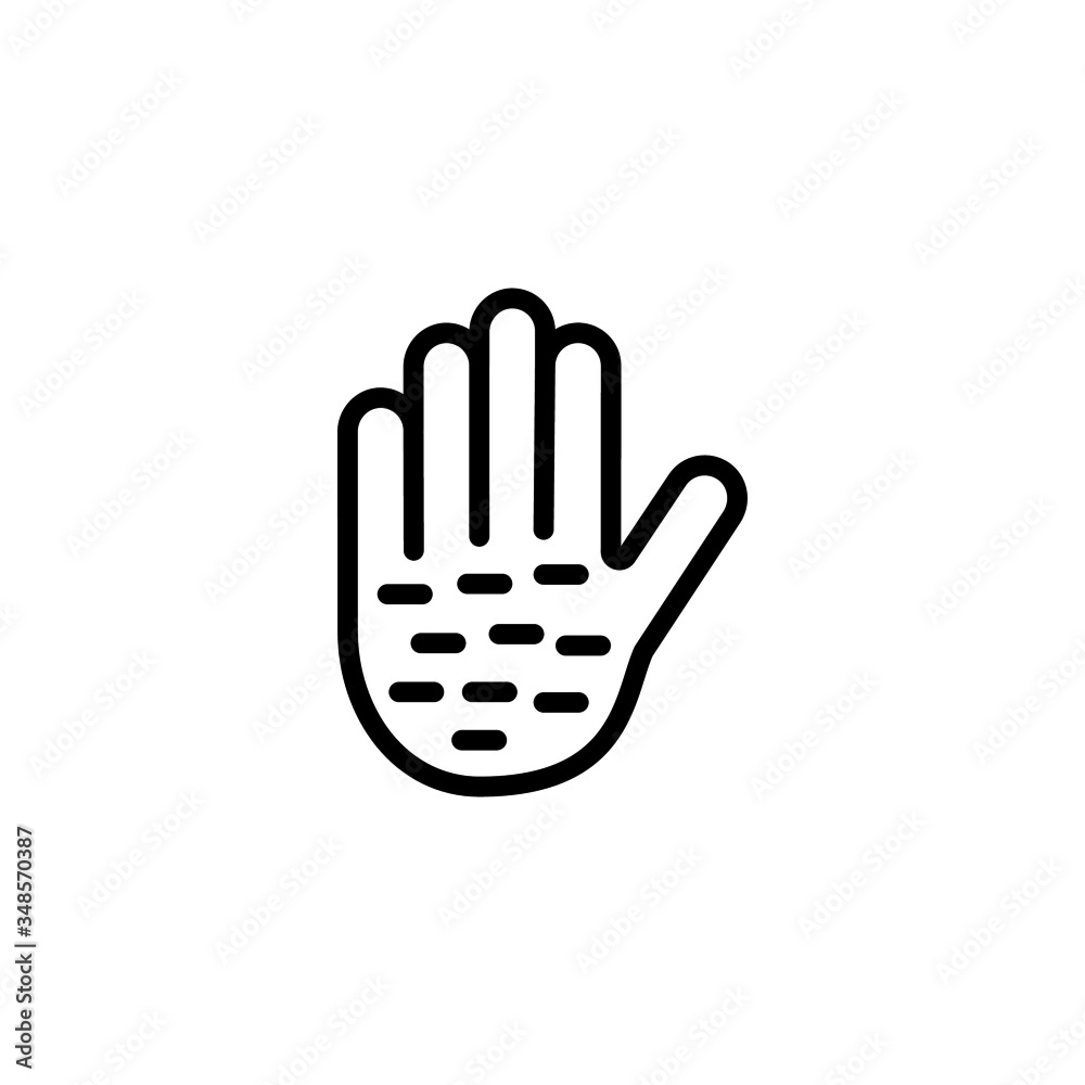 Hand infected with pathogen icon in linear, outline icon isolated on white background Hand infected with pathogen icon in linear, outline icon isolated on white background