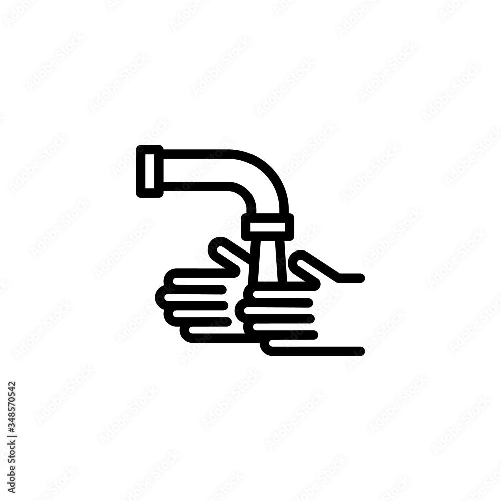 Washing hand icon vector in linear, outline icon isolated on white background Washing hand icon vector in linear, outline icon isolated on white background