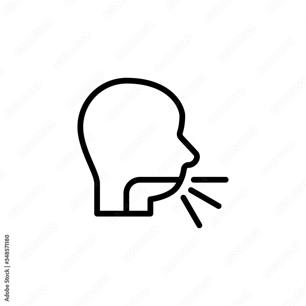Naklejka premium Cough icon vector in linear, outline icon isolated on white background