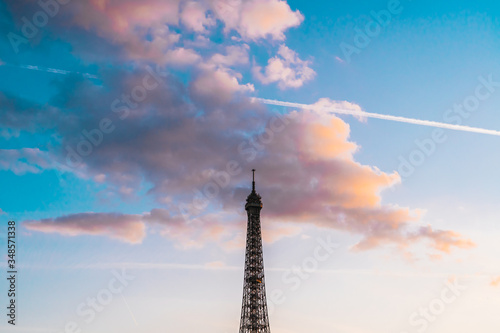 Eiffel Tower in the clouds