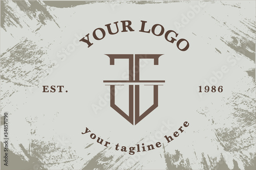GG monogram shield logo in western style for Courier service or agriculture company