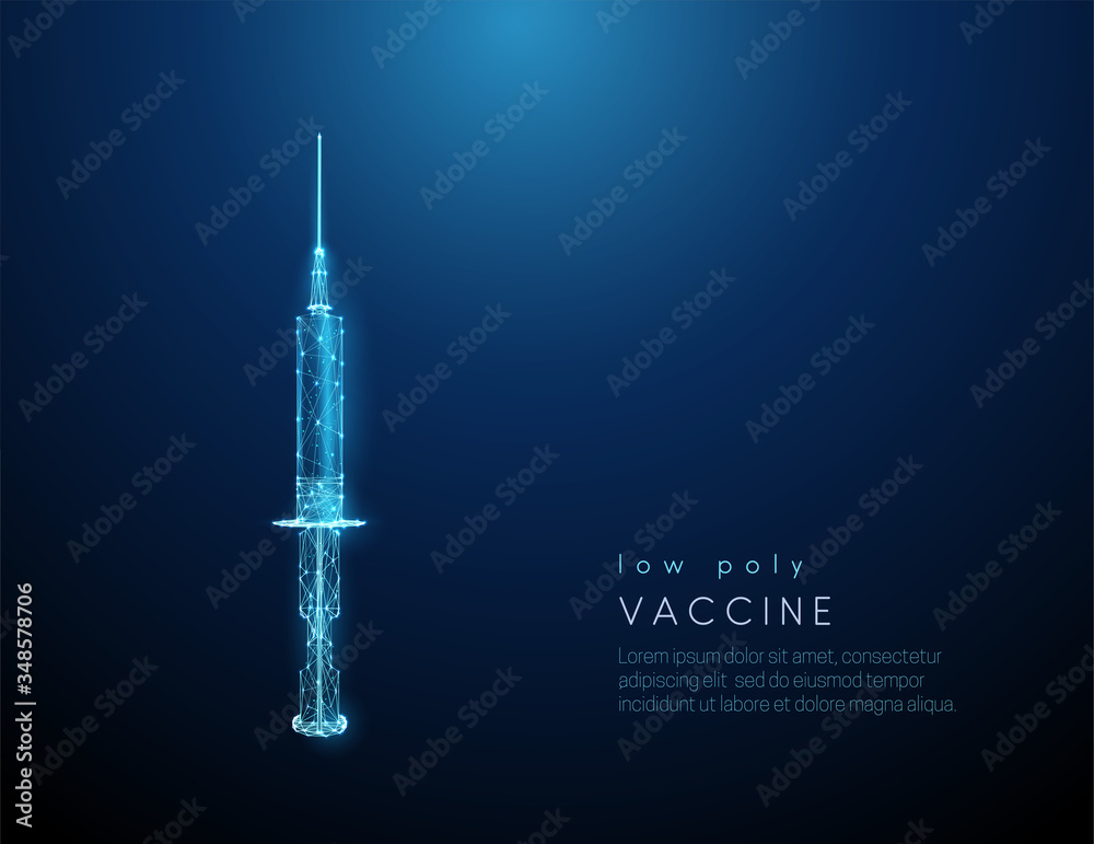 Abstract low poly style vaccine in syringe. Abstract low poly style vaccine in syringe.