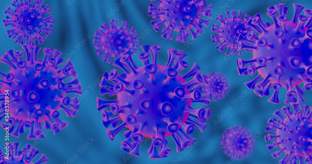 3D render microscopic view of respiratory coronavirus 2020, covid-19 3D render microscopic view of respiratory coronavirus 2020, covid-19