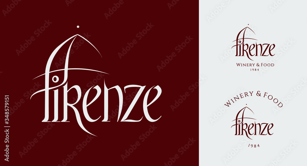 Firenze lettering original logotype with two modes of use