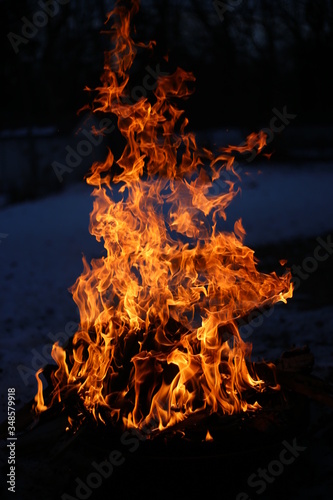 Campfire closeup of the flames
