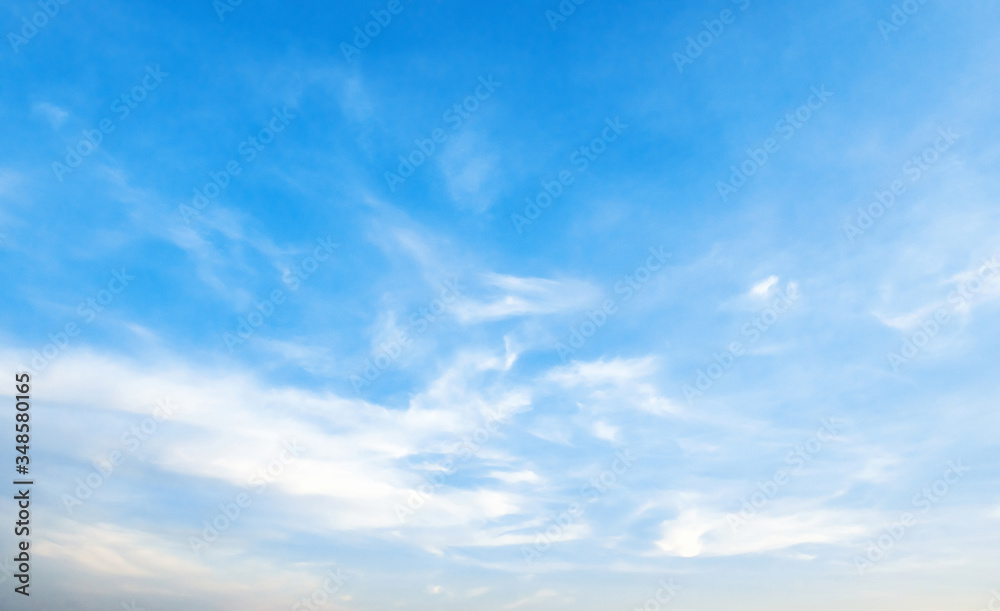 blue sky with white fluffy cloud, landscape background