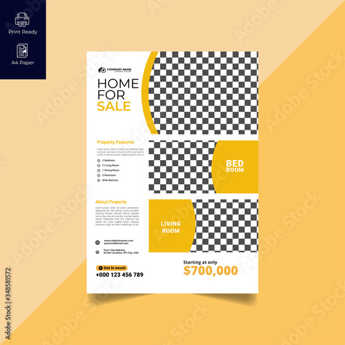 Elegant Real Estate Flyer Home for Sale for Modern Home Interior Design Editable Vector Template