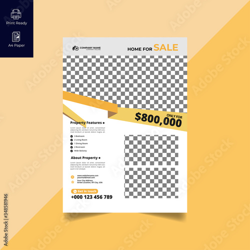Elegant Real Estate Flyer Home for Sale for Modern Home Interior Design Editable Vector Template