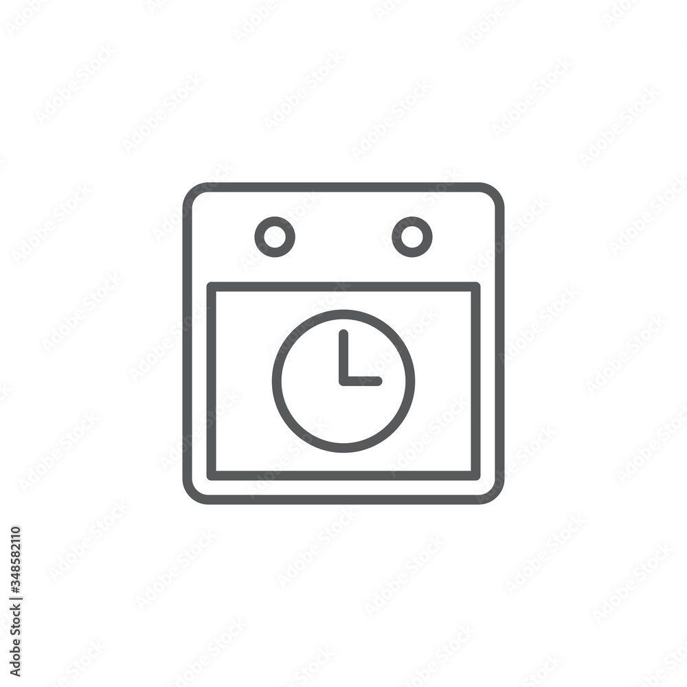 Calendar with clock vector icon symbol isolated on white background Calendar with clock vector icon symbol isolated on white background