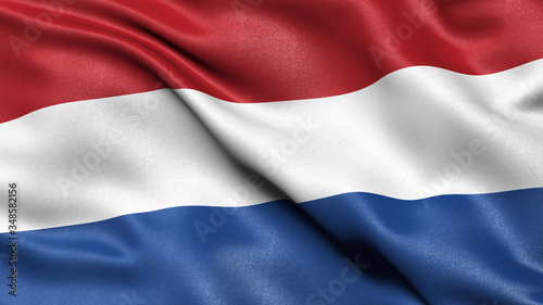 Obraz na płótnie 3D illustration of the flag of the Netherlands waving in the wind. w salonie