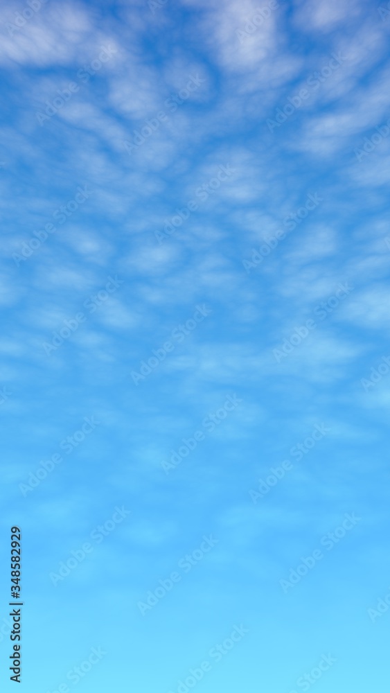 Blue sky background with white clouds. Cumulus white clouds in the clear blue sky in the morning. 3D illustration Blue sky background with white clouds. Cumulus white clouds in the clear blue sky in the morning. 3D illustration