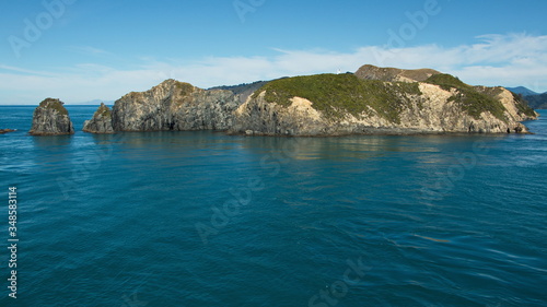 Landscape in Queen Charlotte Sound near Picton,Marlborough Region on South Island of New Zealand 