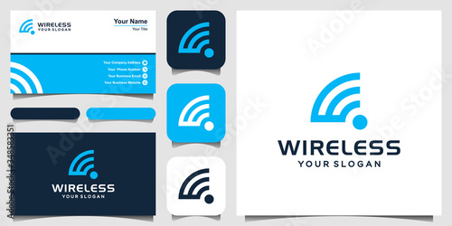 Letter W wireless logo icon design template elements