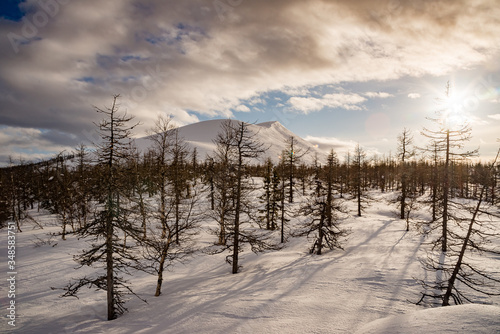Winter ski trip in the mountains of the circumpolar Urals